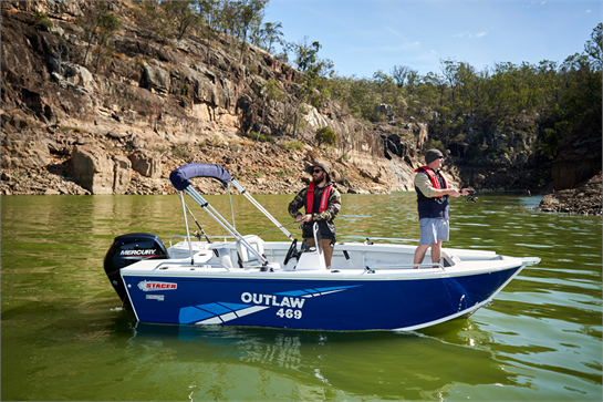 stacer outlaw 469 in a shallow water ideal for fishing and other water activities